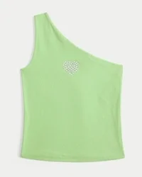 One-Shoulder-Tanktop mit Herz-Print