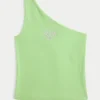 One-Shoulder-Tanktop mit Herz-Print