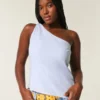 One-Shoulder-Top aus Leinenmischung