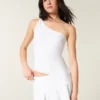 One-Shoulder-Top aus Leinenmischung