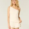 One-Shoulder-Top aus Leinenmischung