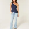 One-Shoulder-Top aus Leinenmischung