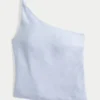One-Shoulder-Top aus Leinenmischung