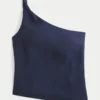 One-Shoulder-Top aus Leinenmischung