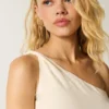 One-Shoulder-Top aus Leinenmischung