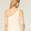 One-Shoulder-Top aus Leinenmischung