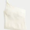 One-Shoulder-Top aus Leinenmischung