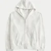 Oversized-Hoodie mit Rehe-Print und Reißverschluss