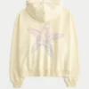 Oversized-Hoodie mit Sternfisch-Grafik und Reißverschluss
