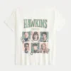Oversized-T-Shirt mit Schulterausschnitt und Stranger Things-Motiv