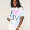 Oversized-T-Shirt mit Tie-Dye-Print und „I Heart UV“-Grafik