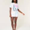 Oversized-T-Shirt mit Tie-Dye-Print und „I Heart UV“-Grafik