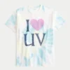 Oversized-T-Shirt mit Tie-Dye-Print und „I Heart UV“-Grafik