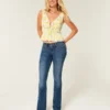 Peplum-Top aus Leinenmischung mit Bindeband vorne