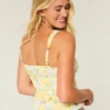 Peplum-Top aus Leinenmischung mit Bindeband vorne