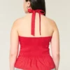 Plissiertes Neckholder-Top mit offenem Rücken