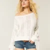 Pullover mit Zopfmuster und Schleifenärmeln