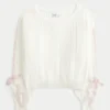 Pullover mit Zopfmuster und Schleifenärmeln
