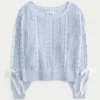 Pullover mit Zopfmuster und Schleifenärmeln