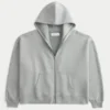 Rechteckig geschnittener Hoodie mit Reißverschluss und Nieten
