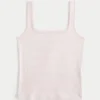 Rippstrick-Tanktop mit Rundhalsausschnitt