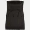 Satin-Bodycon-Kleid mit Schleife und trägerlosem Ausschnitt