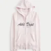Schmal geschnittener Hoodie mit Grafikprint der Sportabteilung und Reißverschluss