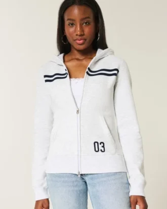 Schmal geschnittener Hoodie mit Reißverschluss und Streifenmuster