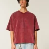 Schweres, baggy geschnittenes, kurzes Football-T-Shirt mit Grafikprint
