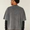 Schweres, baggy geschnittenes, kurzes Football-T-Shirt mit Grafikprint