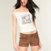 Shorts aus Kunstwildleder mit niedriger Leibhöhe