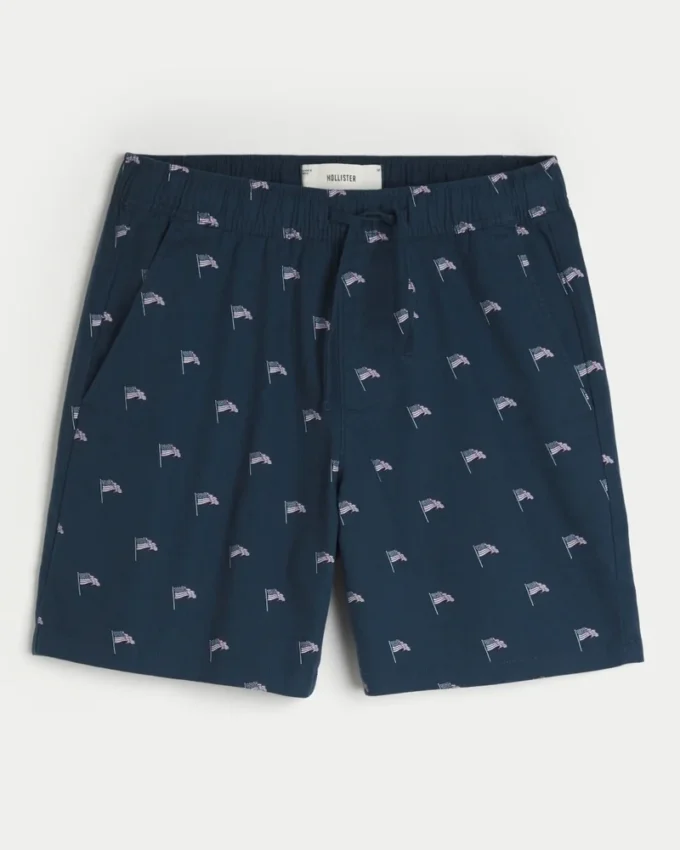 Shorts aus Leinenmischung mit Muster, Länge über dem Knie