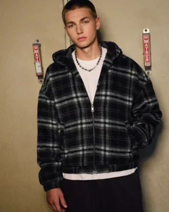 Skaterjacke mit Kapuze aus kariertem Flanell