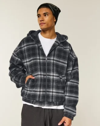 Skaterjacke mit Kapuze aus kariertem Flanell