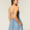 Skort-Kleid aus Leinenmischung mit offenem Rücken