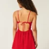 Skort-Kleid aus Leinenmischung mit offenem Rücken