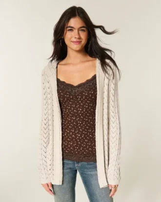 Stitchy Kapuzencardigan ohne Verschluss