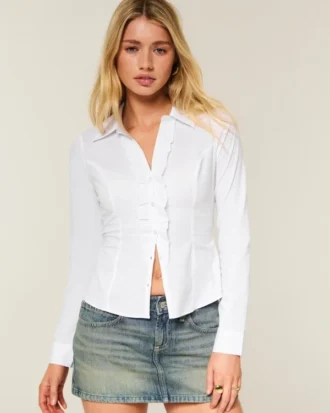 Stretch-Popeline-Hemd im Smoking-Stil