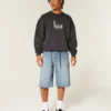 Superbaggy-Jeansshorts in mittlerer Waschung