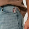 Taz Graphic Medium Wash Super Baggy Denim Shorts