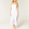 Trägerloses, besticktes Maxikleid