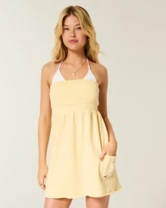 Trägerloses Mini-Kleid aus Frottee