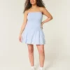 Trägerloses Minikleid aus Strickgewebe mit tiefem Taillenbund