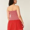 Trägerloses Minikleid aus Strickgewebe mit tiefem Taillenbund