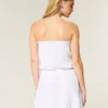 Trägerloses Minikleid mit Kordelzug und Blouson-Schnitt