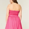 Trägerloses Minikleid mit Schleife