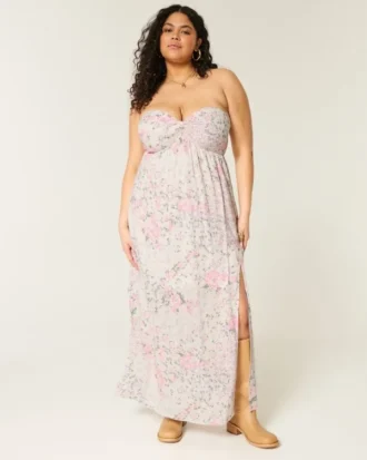Trägerloses Twist-Maxikleid