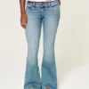 Ultra Low-Rise Medium Wash Flare Jeans