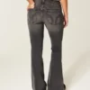 Ultra Low-Rise Washed Black Flare Jeans