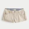 Ultra-niedrige Khaki-Twill-Mini-Shorts
